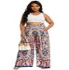 Euulin Women's Wide Leg Long Palazzo Pants High Waist Loose Fit Casual Flowy Pants Trousers with Pockets Golden Flower M view 2