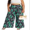 Euulin Women's Wide Leg Long Palazzo Pants High Waist Loose Fit Casual Flowy Pants Trousers with Pockets Green Triangle XL view 1