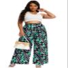 Euulin Women's Wide Leg Long Palazzo Pants High Waist Loose Fit Casual Flowy Pants Trousers with Pockets Green Triangle XL view 3