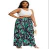 Euulin Women's Wide Leg Long Palazzo Pants High Waist Loose Fit Casual Flowy Pants Trousers with Pockets Green Triangle XL view 4