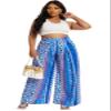 Euulin Women's Wide Leg Long Palazzo Pants High Waist Loose Fit Casual Flowy Pants Trousers with Pockets Purple Stripe S view 3