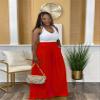 Euulin Women's Wide Leg Long Palazzo Pants High Waist Loose Fit Casual Flowy Pants Trousers with Pockets Red M view 2