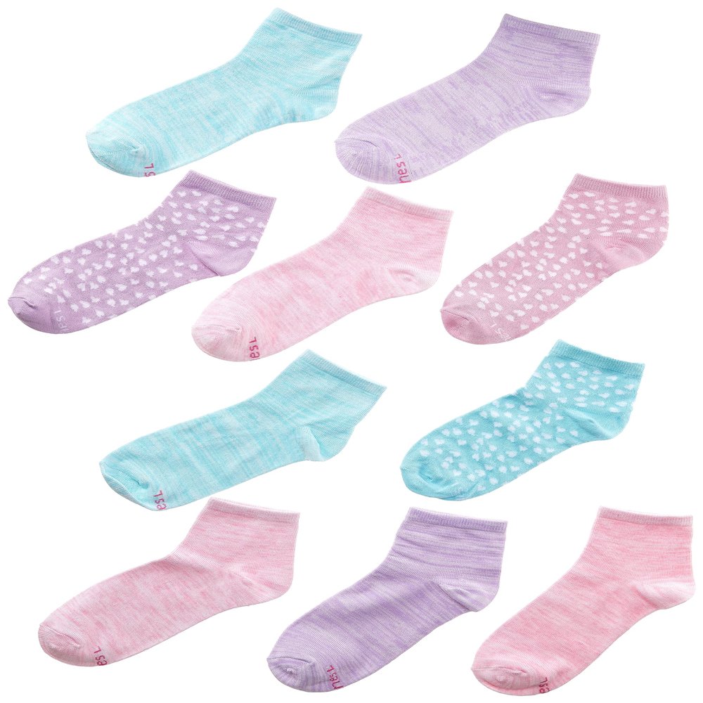 ComfortSoft Ankle Socks, Soft Stretch Socks for Girls, Assorted, 10-Pair Pack