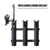 Vertical Fishing Rod Holder Vertical Fishing Rod Storage Holder Outdoor Fishing 3-Link Pole Mount Compression Resistance Bracket Rack for Boat Yacht Kayak Wall Mounted Fishing Rod Rack ( Color : Black view 2