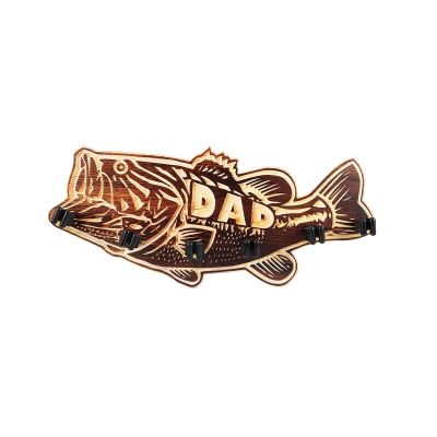 DYPASA Vertical Fishing Rod Holder Fishing Rod Holder Wall Mounted Unique Fish Shaped Wooden Pole Storage Rack Space Saving Organizer for Home Garage Door Wall Wall Mounted Fishing Rod Rack