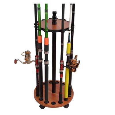 DYPASA Vertical Fishing Rod Holder Fishing Rod Round 15 Fishing Rod Storage Rack for Boat Display Rod Holder Support with Wheels Tackle Wall Mounted Fishing Rod Rack
