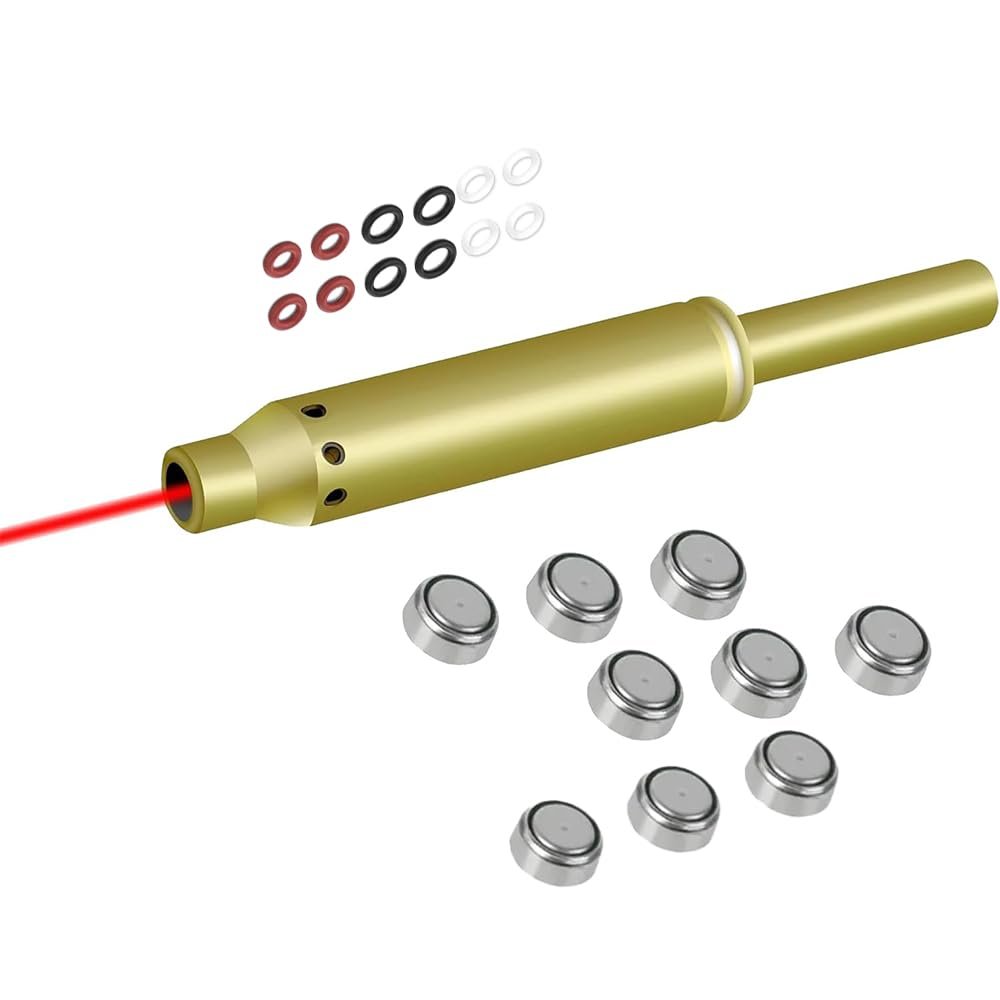 GOTICAL .22 LR red Laser Bore Sight 5mw Class IIIA Laser Boresight Inserting The Cylinder Easy to Use with 3 Set of Batteries and Extra O-Rings