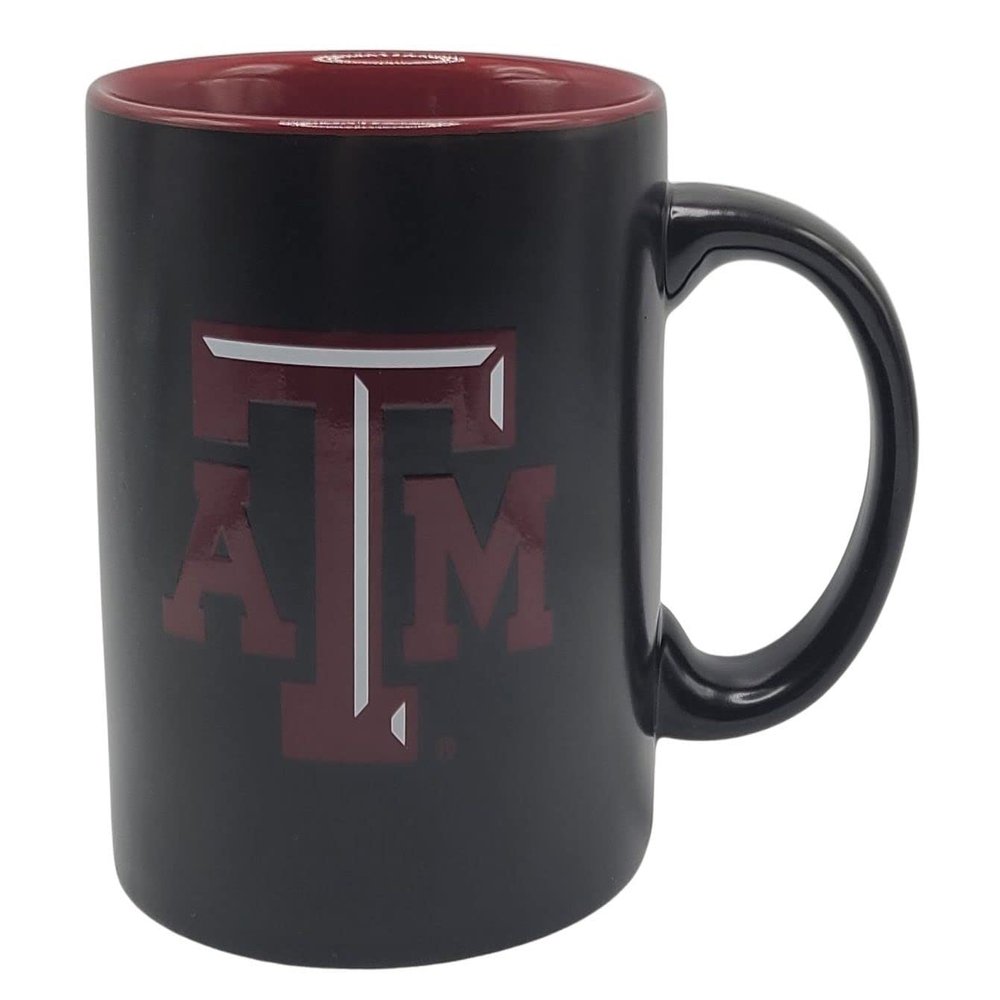 Boelter Brands Two Toned Matte Black Coffee Mug, NCAA Team Logo with Inner Team Color (Texas A & M Aggies)