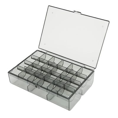 1pc Acrylic Compartment Box, Earring Organizer Box, Large Capacity 30 Translucent Compartments, Acrylic Jewelry Storage Boxes, Black