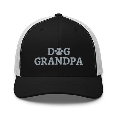 Dog Grandpa Trucker hat, Embroidered Trucker hat, Dog Grandpa Gifts, Birthday Black/White