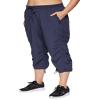 RBX Women's Plus Size Woven Lightweight Drawstring Capri Pant Smoke Blue 1X view 3