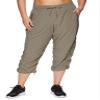 RBX Women's Plus Size Woven Lightweight Drawstring Capri Pant Smoke Sage 2X view 1