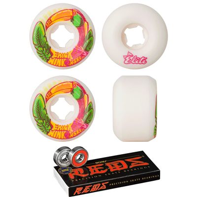 OJ Wheels Skateboard Wheels 53mm Winkowski Tropics Elite Mini Combo 99A White with Bones Reds Bearings