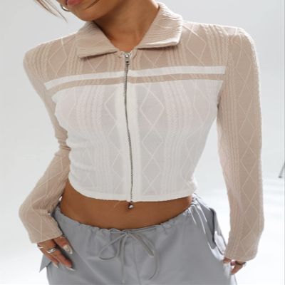 Jackets for Women Colorblock Zip Up Crop Jacket Women's Jackets (Color : Multicolor, Size : Small)