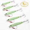 Luminous Fishing Jigs Spoons Lures, Metal Long Casting Jigging Spoon Lure Vertical Hard Swimbait for Walleye Bass Trout Freshwater & Saltwater (5pcs 0.35oz 0.53oz 0.7oz 1.06oz & 1.41oz) view 3