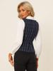 Allegra K Vintage Tweed Vest for Women's Double Breasted Sleeveless Plaid Waistcoat Jacket Small Dark Blue view 3