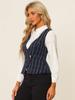 Allegra K Vintage Tweed Vest for Women's Double Breasted Sleeveless Plaid Waistcoat Jacket Small Dark Blue view 4