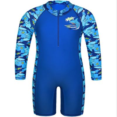 TFJH E Boys Long Sleeve Swimsuits UPF 50+ Rash Guard Bathing Suits Swimwear 403 Navy Fish 152/158
