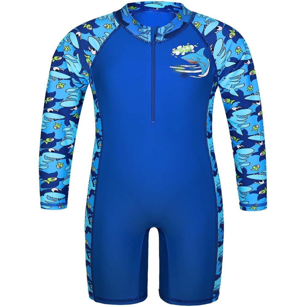 TFJH E Boys Long Sleeve Swimsuits UPF 50+ Rash Guard Bathing Suits Swimwear 403 Navy Fish 152/158