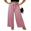 Feiersi Women Casual Wide Leg Pants High Waisted Business Work Casual Pants Loose Flowy Beach Palazzo Pants(Dusky Pink,XX-Large) view 1