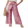 Feiersi Women Casual Wide Leg Pants High Waisted Business Work Casual Pants Loose Flowy Beach Palazzo Pants(Dusky Pink,XX-Large) view 2