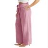 Feiersi Women Casual Wide Leg Pants High Waisted Business Work Casual Pants Loose Flowy Beach Palazzo Pants(Dusky Pink,XX-Large) view 3