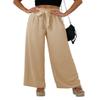 Feiersi Women Casual Wide Leg Pants High Waisted Business Work Casual Pants Loose Flowy Beach Palazzo Pants(Khaki,XX-Large) view 1