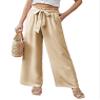 Feiersi Women Casual Wide Leg Pants High Waisted Business Work Casual Pants Loose Flowy Beach Palazzo Pants(Khaki,XX-Large) view 2