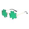 BULINGNA St. Patrick 's Day Irish Shamrock Sunglasses, Four Leaf Clover Leprechaun Costume Glasses Holiday Party Decor for Women Men view 1
