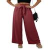 Feiersi Women Casual Wide Leg Pants High Waisted Business Work Casual Pants Loose Flowy Beach Palazzo Pants(Wine Red,XX-Large) view 1