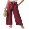 Feiersi Women Casual Wide Leg Pants High Waisted Business Work Casual Pants Loose Flowy Beach Palazzo Pants(Wine Red,XX-Large) view 2