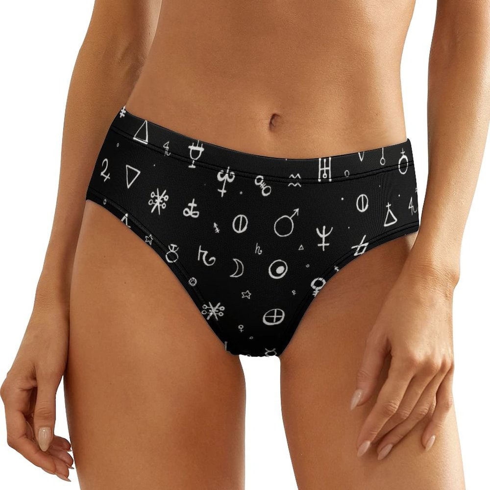 Occult Gothic Symbol Women's Bikini Underwear Low Rise Brief Hipster Panties