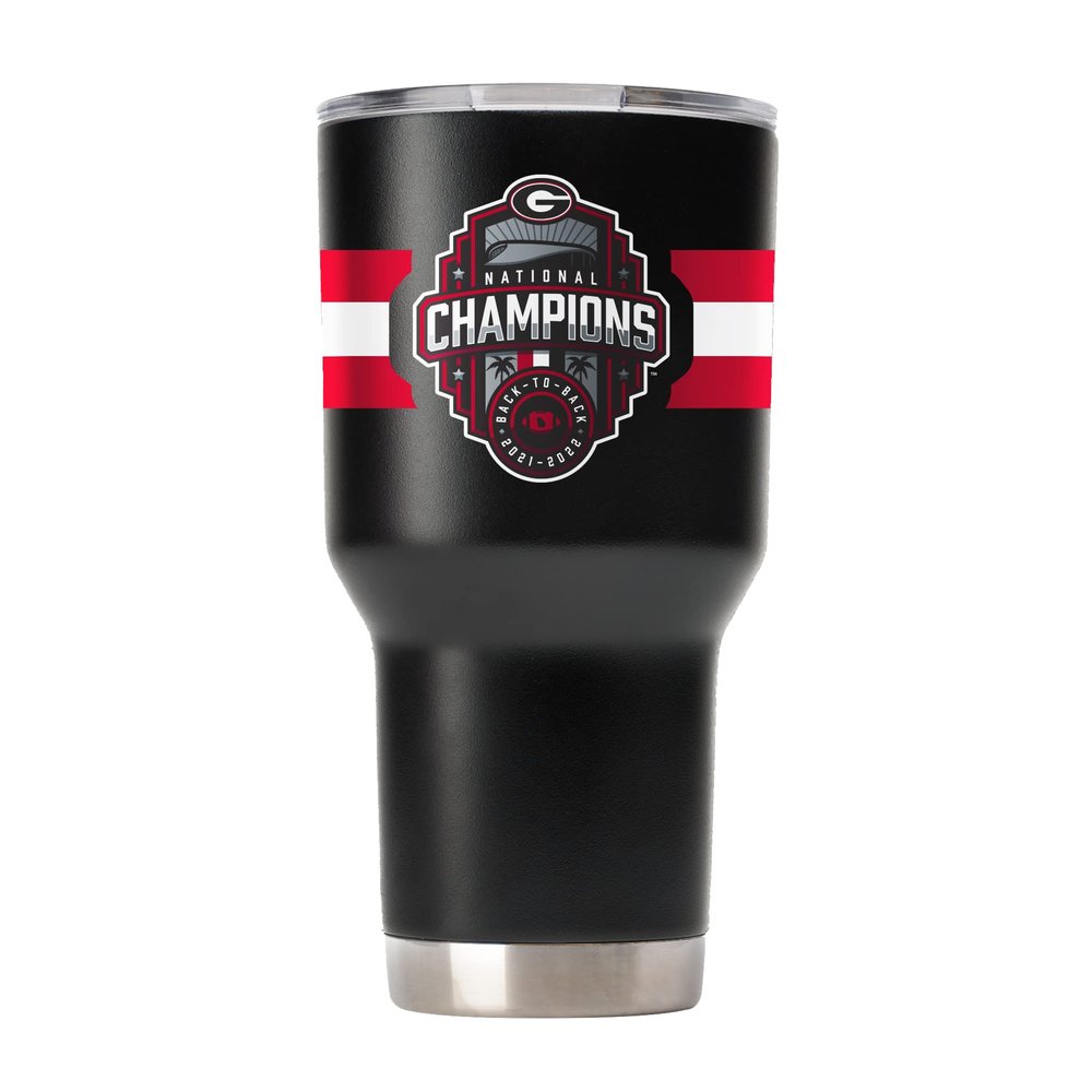 Gametime Sidekicks Georgia 30oz Black Tumbler - Officially Licensed, 18/8 Stainless Steel, Double-walled - 2022-2023 National Champions