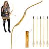 Basbon Wooden Bow and Arrow Set, 40 Inch Handmade Wooden Bow and Arrow Cosplay Costume Prop Archery Set Games Toys, 1 Bows 1 Quivers and 5 Feather Arrows, Gifts for Kids Youth Boys and Girls view 1