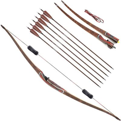 HNZMDY Archery Takedown Traditional Longbow Recurve Bow and Arrows Set Removable Hunting Bow Triangle Longbow 20-55 lbs Horsebow for Hunting Practice for Adults (50 Lbs, Type 2: Bow Set)