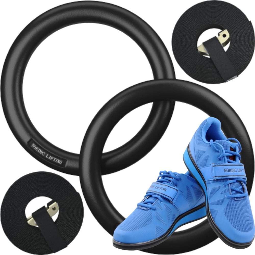 Nordic Lifting Gymnastic Rings Bundle with Shoes Megin Size 11 - Blue