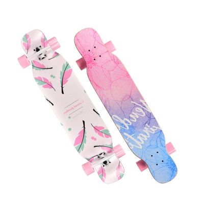 42 Inch Skateboards Deck 8 Layer Maple Double Kick Long Boards Skateboard for Girls Boys, Pro Longboard Complete Skate Boards Cruiser Beginners Men Girls Teens Adults (Color : Style G)