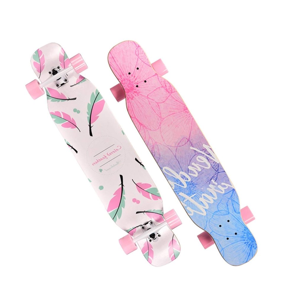 42 Inch Skateboards Deck 8 Layer Maple Double Kick Long Boards Skateboard for Girls Boys, Pro Longboard Complete Skate Boards Cruiser Beginners Men Girls Teens Adults (Color : Style G)