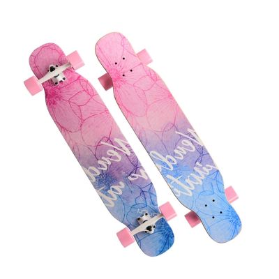 42 Inch Skateboards Deck 8 Layer Maple Double Kick Long Boards Skateboard for Girls Boys, Pro Longboard Complete Skate Boards Cruiser Beginners Men Girls Teens Adults (Color : Style H)