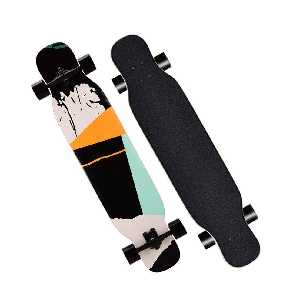 42 Inch Skateboards Deck Complete Pro 8 Layer Maple Double Kick Long Boards Skateboard for Girls Boys, Skate Boards Longboard Cruiser Beginners Men Girls Teens Adults (Color : Style A)