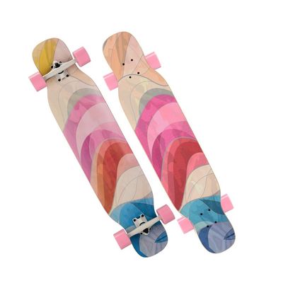 42 Inch Skateboards Deck Complete Pro 8 Layer Maple Double Kick Long Boards Skateboard for Girls Boys, Skate Boards Longboard Cruiser Beginners Men Girls Teens Adults (Color : Style J)