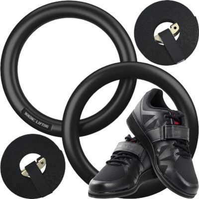 Nordic Lifting Gymnastic Rings Bundle with Shoes Megin Size 11.5 - Black