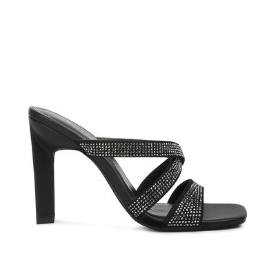 London Rag Wapit Rhinestone Embellished Straps Sandals Black