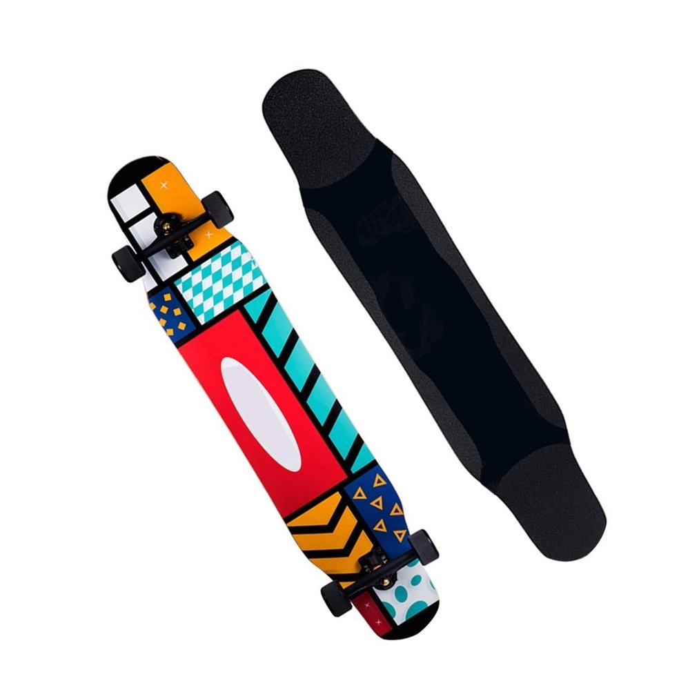 KITCISSL 42 Inches Long Boards Skateboards Drop-Through Freeride Skating Cruiser Premium Complete Skateboard 8 Layer Maple Deck Boys Girls Skate Boards for Teens Adults Beginners (Color : Style C)