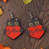 Valentines Day Love Hearts Wooden Drop Earrings Red Pink Heart Shape Cute Cat Double Printed Wood Dangle Earrings for Women view 3