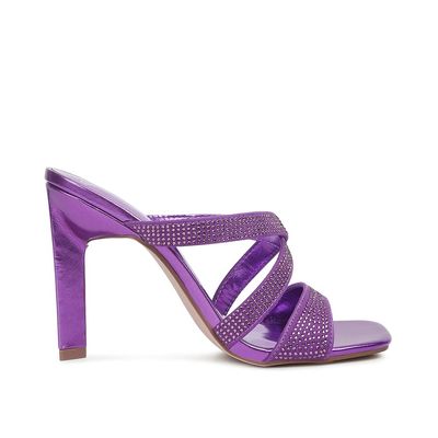 London Rag Wapit Rhinestone Embellished Straps Sandals Purple