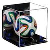 Better Display Cases Acrylic Mini - Miniature (not Full Size) Soccer Ball Display Case with Mirror Case, Dark Blue Risers, Wall Mount and Black Base (B03/A015) view 1