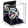 Better Display Cases Acrylic Mini - Miniature (not Full Size) Soccer Ball Display Case with Mirror Case, Dark Blue Risers, Wall Mount and Black Base (B03/A015) view 2