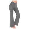 XUNRYAN Leggings for Women Bootcut Yoga Pants High Waisted Flare Leggings Palazzo Work Athletic Workout Yoga Pants w Pocket Gray view 1