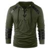 Mens Gothic Steampunk Shirts Sweatshirt Long Sleeve Lace up Hoodies Leather Patchwork Vintage Novelty Hooded Pullover Tee Top Green view 1